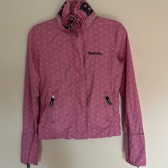 Bench Logo windbreaker hidden hood zip pink women small - Picture 1 of 9